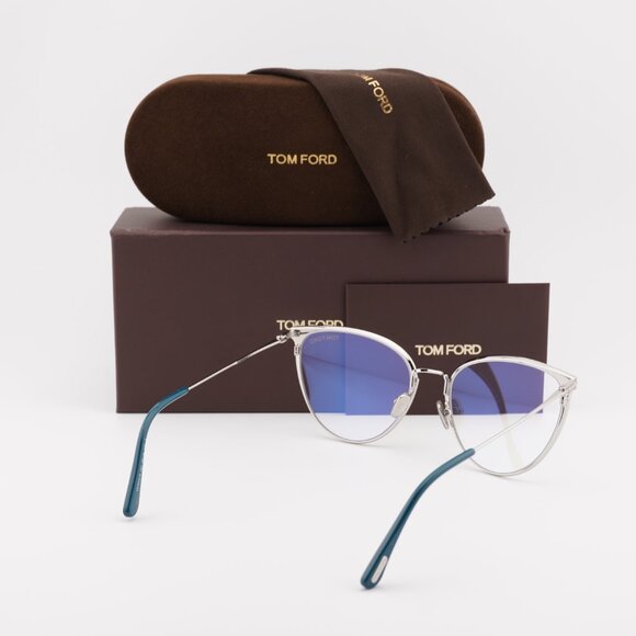 Tom Ford FT5840-B 087 Cat Eye Eyeglasses 56mm - Turquoise/Blue Light Block - Picture 5 of 10